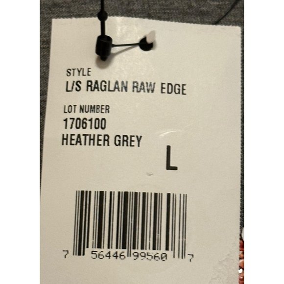 Women's Long-Sleeve Raglan Top Grey by Angel + Premium Polyester Blend Size L - Picture 6 of 9